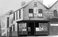 A photograph from the early days of the building showing the  original front facade. The photograph dates from 1929, when the film 