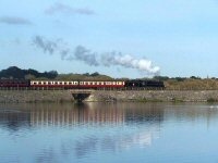 Butterley Reservoir Ripley showing Midland Railway Museum Train