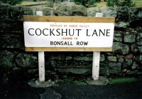 Cockshut Lane Sign - 2012 Cockshut Lane, leading to Bonsall Row