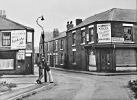 Coupland Place, off Nottingham Road, Somercotes, with J Abbott & Co on the corner. The photograph dates from the early 1970's
