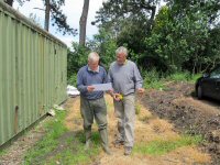 Ivan Storrow & Clive Hibbitt - viewing new toilet site after Awards For All Grant