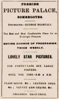 Poster for the Premier Electric Theatre, noted as the Premier Picture Palace, Somercotes.