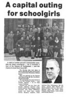A newspaper article regarding a visit by some pupils of Somercotes Secondary Modern School, Bank Street to the Houses of Parliament, London in March 1949.
