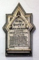 Memorial Plaque to Sarah Anne Oakes who died on 13th January 1901.
One of the Riddings windmills was named after her by her son Thomas