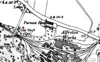 Map showing the position of Somercotes Colliery adjacent to Firnace Row and Riddings Ironworks