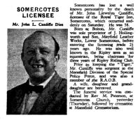 Newspaper report on the passing away of the licencee of the Royal Tiger John L. Cunliffe