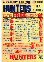 Hunters Tea Store Nottingham Road, Advertisement for bargains in the food lines.
