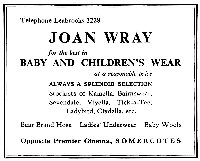 Joan Wray, baby and children's wear Nottingham Road, opposite the Premier Cinema.