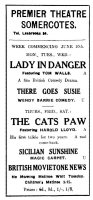 Newspaper advertisement for the Premier Theatre for the week commencing 10th June 1935.