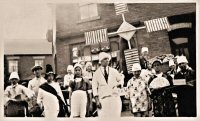 Hospital Day float at the front of West's shop in Coupland Place, circa late 1920's early 1930's.