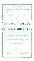 Invitation for Mr. E. Goodall to attend the Somercotes & Leabrooks ARP Wardens Fair Well Supper at Somercotes Church Hall on the 20th June 1945.