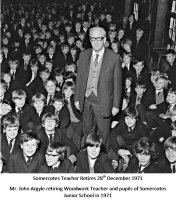 Mr. John Argyle Somercotes Junior School Woodwork Teacher and pupils retires, Ripley & Heanor Newspaper photograph 28th December 1971.