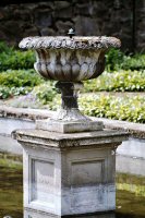 Fountain in the Ornamental pond in the grounds of Riddings House, circa 1970's.