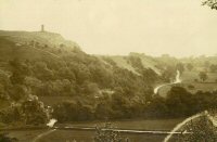 Looking over the valley to Crich Old Tower early 1900s