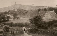 View over the valley to Crich Quarry and Crich Stand early 1900s