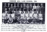A newspaper cutting showing a class from Codnor Mill Lane School in 1930.