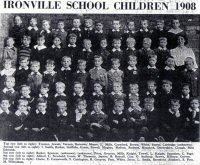 A newspaper clipping showing the pupils from Ironville School in 1908.