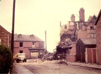 West,s Furniture Store destroyed by fire, Downing Street South Normanton circa 1960s