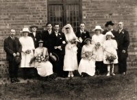 Birchwood Methodist Church Photograph of a wedding at Birchwood Methodist Church. The date and names of people are not known.