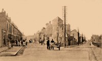 Somercotes  - Junction of Leabrooks Road and Victoria Street. This photograph captures the junction of Leabrooks Road and Victoria Street sometime in the early 1900s, before the building of the Somercotes Land Society (Derbyshire Building Society) offices that stood directly on the junction.