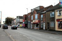 Nottingham Road, Somercotes taken in 2013. The Cinema, now a Bingo Hall had the frontage rebuilt in the 1930s most of the buildings pictured have their original designs.