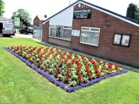Somercotes Village Hall, Flower Bed 2013 - Red, White & Blue Flowers