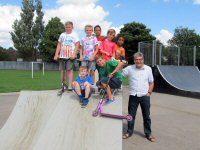 New Skate Park Facilities 2013. The Parish Council installed a Â£20k of new skate park equipment 2013. Pictured right Mr. Paul Smith of the Council