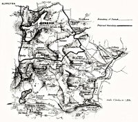 Alfreton Parish Map showing boundaries 1850 also shown are Nether Birchwood, Somercotes Common  and Alfreton Ironworks (Riddings Ironworks)