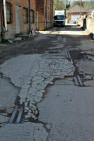 Buried tramlines exposed from the old Ironworks (Pye Bridge) 2014