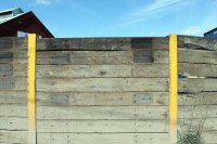 Old Railway sleepers used as a fence in the Industrial Estate 2014