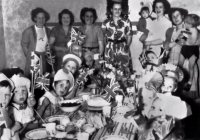 Coronation Party 1953 - Betty Tomlinson, back row with baby girl Elaine Tomlinson Celebrating at 16 Baker Close, Somercotes 1953