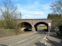 Pye Bridge viaduct. The River Erewash at Pye Bridge (which flows under the left arch) is the border between Derbyshire and Nottinghamshire.