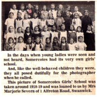 This photograph was taken of pupils from Somercotes Girls School on Victoria Street 1918/19