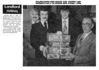 Newspaper article from 1982 regarding the retirement of landlord, John Darrington.