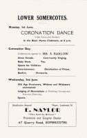 Lower Somercotes Coronation Day Programme of Events 1953