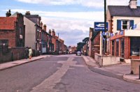 Sleetmoor Lane, Somercotes at the junction of High Street. Pictured the Cleveland Petrol Station and Car Showrooms 1970.