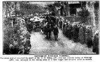 Newspaper cutting of the Funeral of Charles Haden Oakes at Riddings, Charles request was to be carried on a Hay Cart to the Church at Riddings.