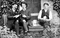 Left to Right Alfred Ralph Freeman father of Edith and Nora and Brother In Law Arthur Cowlishaw and a third unnamed man. Photograph taken at Crimea Pye Bridge circa 1912.