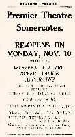 Newspaper article announcing the reopening of the Premier Cinema after the installation of talking movie equipment on the 10th November ?