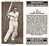 Denis Smith Somercotes Cricketer played for the Derbyshire County Team and England in 1935.