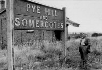 Newspaper article photograph of the remains of Pye Hill & Somercotes Station.