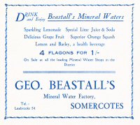 Magazine advertisement for Beastall's Mineral Water Factory at Somercotes 1953.