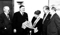 Pictured Josie Terry, Miss Aertex 1966, presentation by members of the Management.
