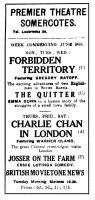 Newspaper advertisement for the Premier Cinema week commencing 24th June 1935.