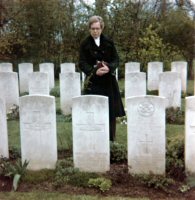 The Commonwealth War Grave Cemetery at Hermannville, family of William Riley visiting his grave.