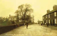 Unusual Postcard of Nottingham Road, Somercotes, a view of the Alfreton end of Seely Terrace and the house on the left.