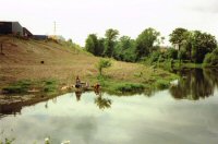 Fishing at Pennytown Pond Industrial Estate in background 1964.