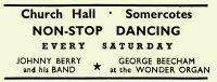 Advertisement for Saturday Evening Dancing at Somercotes Church Hall (now Village Hall) 
8th December 1950.