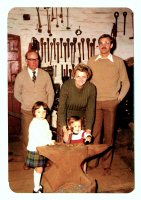 William Dawes & Sons Blacksmith, Victoria Street, Somercotes members of the Dawes family in the Blacksmith's shop.