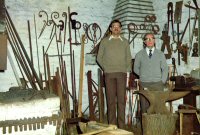 Members of the Dawes family inside the Blacksmiths shop on Mansfield Street.